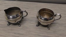 Vintage Crosby Silver Plated Silverplate Metal Creamer & Sugar Bowl Set flawed picture