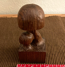 Vintage Carved Wood Mushroom Figurine/Sculpture w/ Base Signed E Rother M5-121 picture