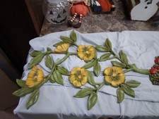 Dart Vintage Mid Century Yellow Flower Wall Plaque Decor 20.5