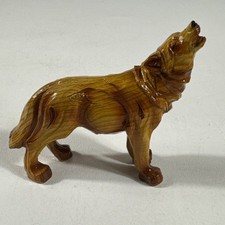 Ebros Howling Gray Wolf Faux Wood Figurines 3.5