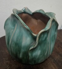 Vintage Stangl Terra Rose Tulip Form Ceramic Vase Planter Teal Green 1878 6