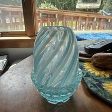 Fenton Blue Ice Optic Swirl Fairy Lamp picture