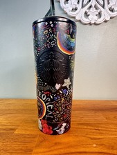 STARBUCKS Farm Rio Summer 2025 Black Rainbow 24oz Cold Cup Tumbler NEW picture