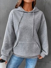 Full Size Textured Kangaroo Pocket Hoodie Plus Size picture