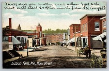 Main Street. 1906 Lisbon Falls, Maine Postcard. picture