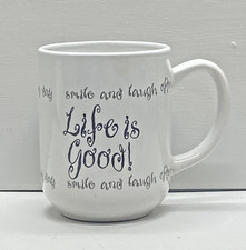 Royal Norfolk Stoneware LIFE IS GOOD Slogans Coffee Tea Mug 14-16 oz. picture