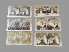 6 Antique Comic Stereoview Cards Underwood Littleton Domestic Humor 1900s picture