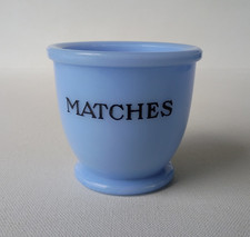 JEANNETTE DELPHITE BLUE GLASS RARE MATCHES HOLDER picture