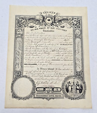 1895 Visiting Certificate Oswego Kansas Independent Order Of Odd Fellows IOOF picture