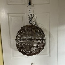 Collapsible/ Hinged Woven Faux Grapevine Orb Working Light 40”Jumbo Round picture