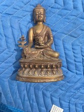 Vintage Nepalese Tibetan Medicine Buddha 7” Copper Statue Sealed Filled Base picture