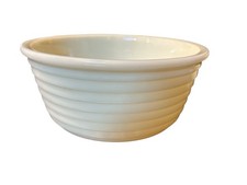 Custard Uranium Glass Mixing Bowl Ribbed Vintage Yellow Green picture
