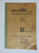 Factory 1963 Alfa Romeo Giulia 1600 T.I, Spider, Sprint Tech/Inspection Manual picture