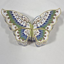 Vintage 4-Piece Cloisonné Butterfly Boxes picture