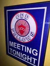 Odd Fellows Fraternal Group Meeting Hall Man Cave Advertising Sign picture