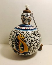 Large 13 x 7 round dragon themed oil lamp picture