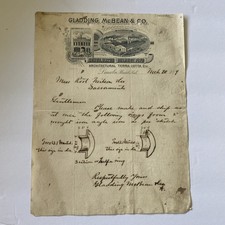 Antique Gladding Mcbean Signed Letter Letterhead Lincoln California History picture
