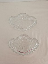 2 Clear Glass Trinket Dish Studio Nova Crystal Glass Covered Heart Jewelry 5.5