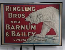 Vtg RINGLING BROS.BARNUM BAILEY CIRCUS Bear STROBRIDGE LITHO 24” x 17 Read Look picture