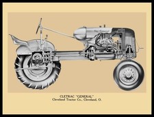 1939 CLETRAC General Tractor w. Cutaway View NEW Sign 24x30