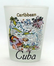 Cuba Caribbean Map Frosted Shot Glass picture