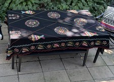 aarong bangladesh Black Multicolor Embroidered Table Cloth/bedspread 60X96” picture