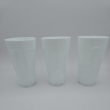 3 Indiana Colony Harvest Grape Milk Glass Tumblers 12oz Tumblers 6