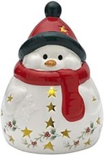 LED Snowman Figurine, Red Scarf, 6.75