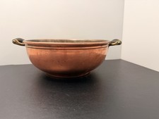 Antique Jos Heinrichs Pure Copper Serving Bowl Brass Ebony Handles Paris NewYork picture
