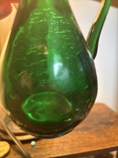 Vintage, Small Dark Green Crackle Glass, 6 Inches picture