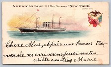 Private mail card 1902  LITHO AMERICAN LINE US MAIL STEAMER NEW YORK SEA POST picture