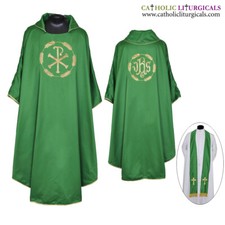 NEW Green Gothic Chasuble & Stole Set, Gothic Vestment, Casulla, Casel picture