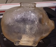 Anchor Hocking Company textured clear glass pig piggy bank NEW picture