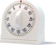 White 60 Minute Wind Up Timer, Mechanical Countdown Timer with Loud Alarm picture