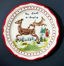 One Anthropologie Nathalie Lete 12 Days Of Christmas Ten Lords A-Leaping Plate picture