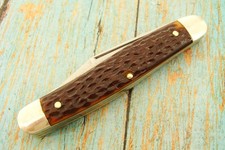 VINTAGE KUTMASTER USA JIGGED DELRIN PREMIUM STOCKMAN POCKET KNIFE JACK KNIVES VG picture