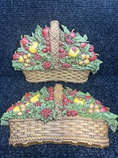 Vintage 1970’s Homco Plastic Basket of Fruit Wall Art 15 x 10 Made In USA Fall picture