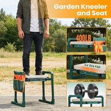 AUXTUR Foldable Garden Kneeler Seat | Dual-Use Kneeling Stool with Tool Pouch, M picture
