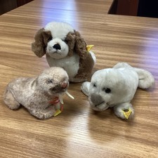 A Lot Of 3 Vintage Steiff Stuffed Animals With Button, Wally, Cosy and Snuffi picture