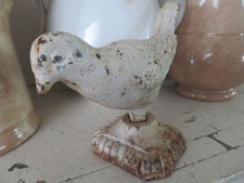 FABULOUS Vintage CAST IRON Metal BIRD STATUE WHITE & RUSTY Patina picture