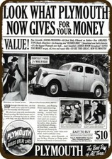 1937 PLYMOUTH DELUXE 4-DOOR TOURING Car Vntge-Look DECORATIVE REPLICA METAL SIGN picture