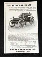 1903 OLD MAGAZINE PRINT AD, HAYNES-APPERSON, RUNABOUT, 7 H.P., TWO PASSENGERS picture