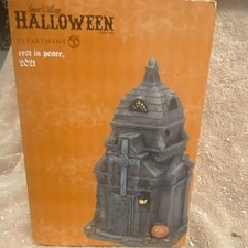 Rare Dept 56 Snow Village Halloween Rest in Peace Illuminated House 2021 picture