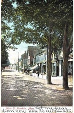 OLD POSTCARD MAIN STREET FRANKLIN MASSACHUSETTS  UNDIVIDED BACK 1908 HORSE BUGGY picture