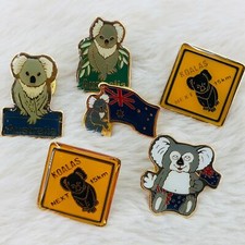 Australia Koala Bear Souvenir Enamel Lapel Pin Lot of 6 picture