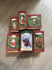 Lot Of 6 Hallmark Keepsake Ornaments Vintage Set Assorted Santa’s NIB picture