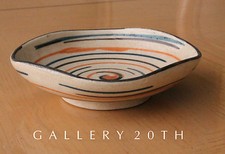 WOW MID CENTURY ABSTRACT POTTERY DISH VTG 50S 60S ORIG ART GAMBONI BOWL MODERN picture