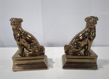Gump's San Francisco Gold Bronze Ceramic Pug Dog Figurines Book Ends Pair - NICE picture