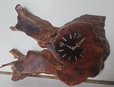 Vintage Redwood Burl Live Edge Wall Clock 1970s Mid Century Rustic 24” x 16” x 2 picture