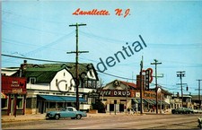 1950s Business District Chicken Drug Store Cars Lavallette NJ Jersey Shore S461 picture